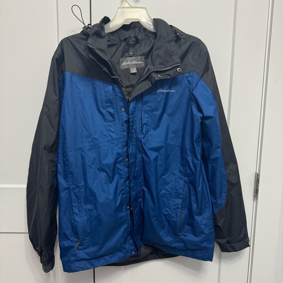 Eddie Bauer Men's Blue and Black Jacket WeatheredgeSize Large Tall Waterproof